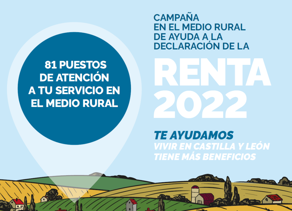 Cartel declaración renta 2022 en el medio rural.